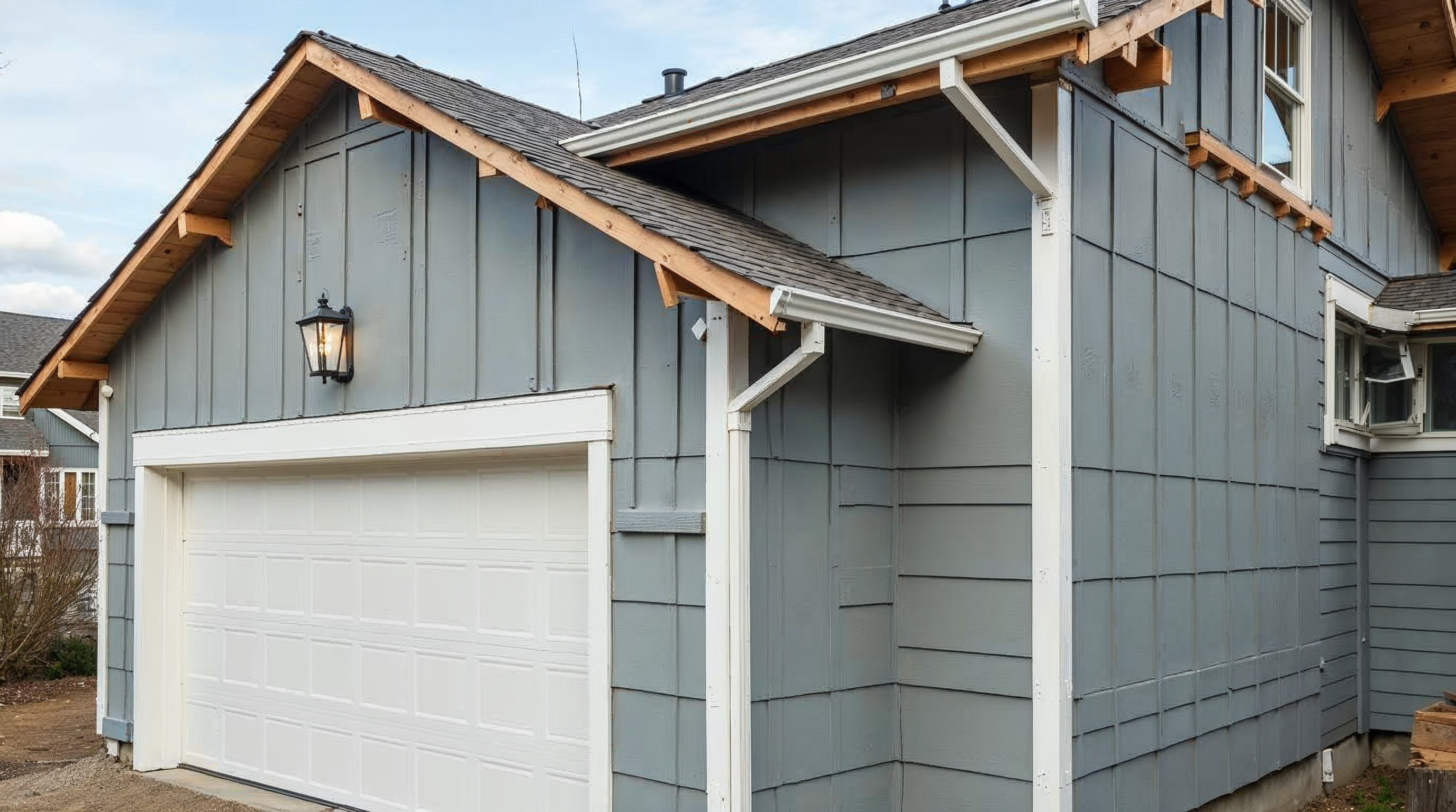 Fiber cement siding on a residential home exterior